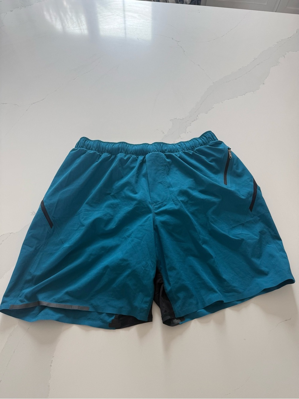 Lululemon Men's Teal Active Shorts with Zipper Pockets